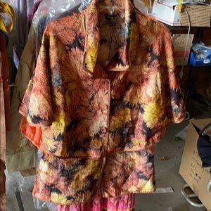 Jerry T Short Jacket Size Medium Yellow Flower
